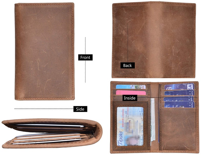 YUHAN PRETTY Slim Thin ID/Credit Card Holder RFID Genuine Leather Bifold Front Pocket Wallet (Brown (Crazy Horse Leather)) - Image 3